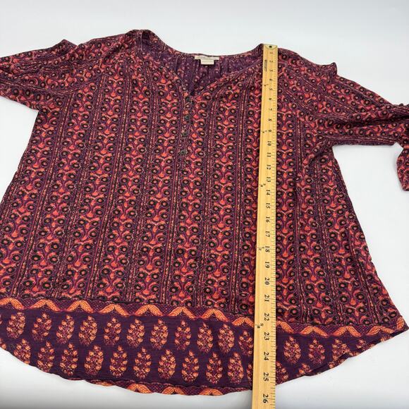 LUCKY BRAND Shirt Womens Size XL Boho Floral Print Relaxed Blouse Casual Top - Picture 8 of 8